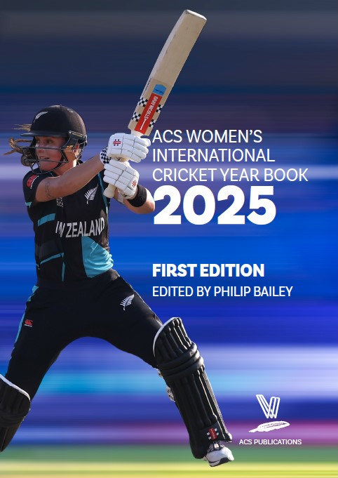 ACS Women's International Cricket Year Book 2025: First Edition, edited by Philip Bailey. Photo shows Amelia Kerr batting for New Zealand during their successful T20 World Cup campaign